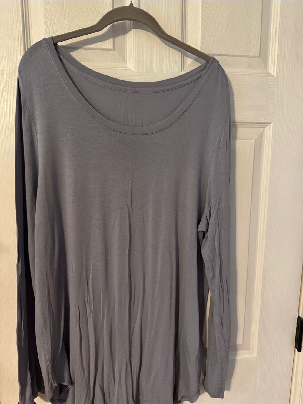 LOGO Long Sleeve Scoop Neck Women's Layering Top - Slate.blue